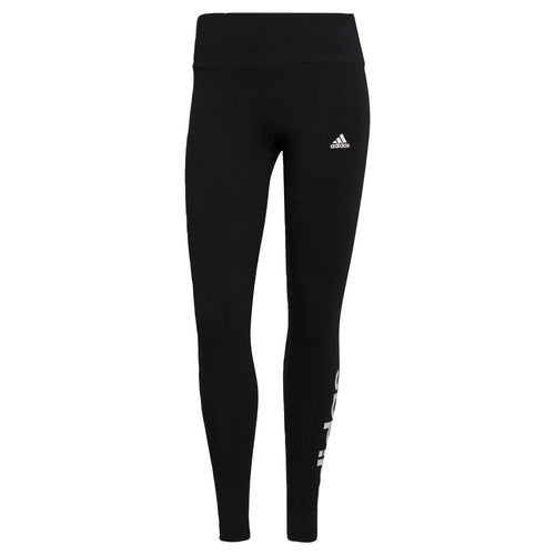 adidas Donna Essentials High-Waisted Logo Leggings, Black/White, L