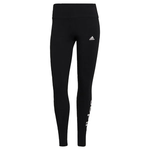 adidas Donna Essentials High-Waisted Logo Leggings, Black/White, L