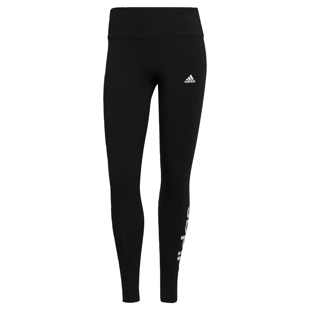 adidas Donna Essentials High-Waisted Logo Leggings, Black/White, L