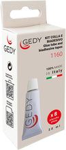 Carica l'immagine nel visualizzatore di Gallery, Gedy Kit Fissaggio Accesori Bagno Composto da Tubetto Colla 20ml e 16 Adesivi Ideale per 8 Placche, Superfici di Applicazione Piastrelle e Muro Bagno, Vetro, Porcellana, Legno, Acciaio, Alluminio, PVC