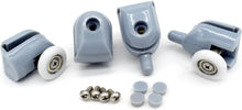 Carica l'immagine nel visualizzatore di Gallery, Set di 8 rulli per porta doccia, guide per porta doccia singole, ruote, puleggia, guide diametro 23 mm, parti di ricambi