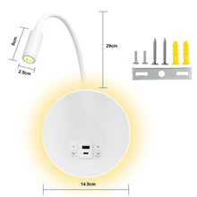 Carica l'immagine nel visualizzatore di Gallery, LED Lampada da parete Comodino Lampada da parete da lettura 12W LED Lampade da parete Faretto regolabile 3W + 9W 3000K L