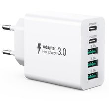 Carica l'immagine nel visualizzatore di Gallery, Caricatore USB C 50W, 5 Port USB Caricatore Multiplo Parete Adattatore