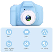 Carica l'immagine nel visualizzatore di Gallery, Faburo Macchina Fotografica Bambini con Scheda SD 32 GB, Fotocamera Bambini Portatile, Ricaricabile Fotocamera Digital Bambini, Videocamera Regalo di Compleanno/Natale per Bambini(Blu)