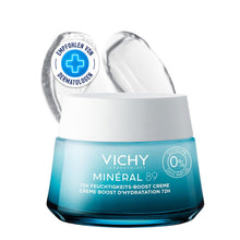 Carica l'immagine nel visualizzatore di Gallery, Crema idratante VICHY Boost per pelli normali con minerali, acido ialuronico a catena lunga, niacinamide (B3) e squalano, Minéral 89 72H