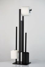 Carica l'immagine nel visualizzatore di Gallery, WENKO Colonnina con portarotolo e scopino WC Rivalta opaco - Portascopino WC, Acciaio, 18 x 70 x 20 cm, Nero