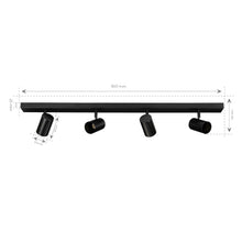 Carica l'immagine nel visualizzatore di Gallery, Ledvion Faretto LED Soffitto Nero 4 luci Rettangolare GU10 senza lampadina