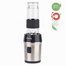 Carica l'immagine nel visualizzatore di Gallery, H.Koenig Mini frullatore SMOO9 Smoothie Maker, 570mL, 300W, 4 lame in acciaio inox, senza BPA, 2 bottiglie portatili da viaggio, frullati e frappé, Grigio