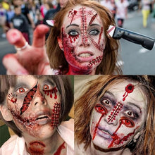 Carica l'immagine nel visualizzatore di Gallery, Tatuaggi Temporanei Halloween, 280+PCS/60Fogli Trucco Adesivo Viso Halloween - Halloween Zombie Scar Tattoos con Sangue Finto, Cicatrici Finte, Costume Speciale Trucco per Bambini Adulti Cosplay