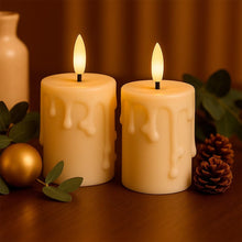 Carica l'immagine nel visualizzatore di Gallery, Ideen mit Herz Candele a LED con rivestimento in vera cera, 2 pezzi, color crema, Natale, bianco caldo, effetto fiamma r