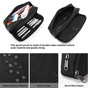Della Gao Astuccio portamatite di grande capacità 2 scomparti per portapenne Organizer per forniture di cancelleria per ufficio 20,5 x 11 cm - Nero