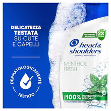 Carica l'immagine nel visualizzatore di Gallery, Head &amp; Shoulders Shampoo Antiforfora Menthol Fresh 6X250ml Uso Quotidiano. Fino al 100% Protezione dalla Forfora. Clinicamente Testato. Tutti i Tipi di Cute e Capelli. Sensazione di Freschezza