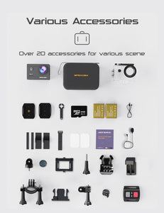 Apexcam 4K Action Cam 20MP Con Scheda di Memoria 64GB WiFi Sports Camera Ultra HD Telecamera subacquea 40M 170 ° Wide Angle 2.4G Telecomando Time Lapse 2x1050mAh Batterie