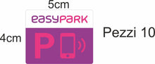 Carica l'immagine nel visualizzatore di Gallery, KIT 10 ADESIVI EasyPark in PVC Compatti e Resistenti Perfetti per Chi Usa l’App di Parcheggio Facili da Applicare su Vet