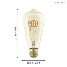 Carica l'immagine nel visualizzatore di Gallery, EGLO Lampadina LED E27 Tag &amp; Nacht, vintage ambra con sensore, luce