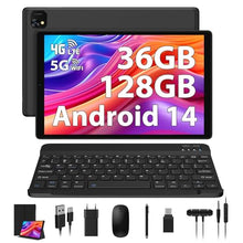 Carica l&#39;immagine nel visualizzatore di Gallery, PIXPEAK Tablet 10 pollici 4G lte e 5G WiFi, Android 14.0 Octa-Core 2.0GHz, 36GB RAM, 128GB ROM (1TB Espandibile), INCELL 1920 * 1200, 13MP+8MP, Tablet in offerta con Tastiera etc, GPS/Bluetooth, Nero