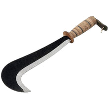 Carica l'immagine nel visualizzatore di Gallery, topolenashop Roncola Ronca con Lama 30 cm Professionale Tipo Bergamo con Manico in Cuoio Falcetto per Legna, Innesto Ram