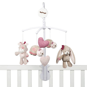 Nattou Giostrina musicale, Nina, Jade e Lili, Melodia "La-Le-Lu", 37 x 31 x 9 cm, Beige/Rosa/Bianco, 987240