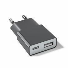 Carica l'immagine nel visualizzatore di Gallery, Caricabatterie USB 5 W Slim spina di ricarica alimentatore di rete 5V 1A 2 porte USB C+A,adattatore di alimentazione per