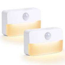 Carica l'immagine nel visualizzatore di Gallery, HOTUT Luce Notturna Batteria, 2 Pezzi Luce Notturna con Sensore di Movimento da Interno, Bambini, Bianca Calda per Camer