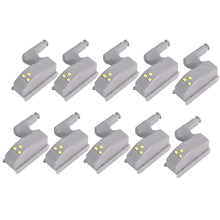 Carica l'immagine nel visualizzatore di Gallery, POFET, set di 10 luci LED a cerniera con sensore per armadio, batteria alimentata, sensore di illuminazione con spegnime