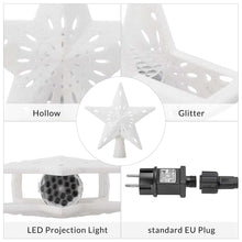 Carica l'immagine nel visualizzatore di Gallery, Bakaji Puntale a Forma di Stella Luminoso con Gioco Luci Fiocchi di Neve a Riflesso su Soffitto Altezza 26cm Decorazione Punta Albero di Natale Decorazioni Natalizie con Glitter (Bianco)
