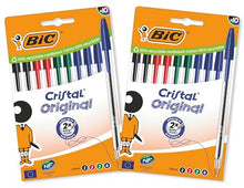Carica l'immagine nel visualizzatore di Gallery, BIC Cristal Original, Penne a Sfera, Inchiostri Blu, Nero, Verde e Rosso, Punta Media (1.0 mm), Confezione 20 Penne Economiche, Cancelleria Scuola e Ufficio