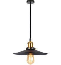 Carica l'immagine nel visualizzatore di Gallery, Lampadario a Sospensione Vintage Ombrellone E27 - Stile Industriale Plafoniera Interna Luce da Soffitto Nera 26 cm - Mat