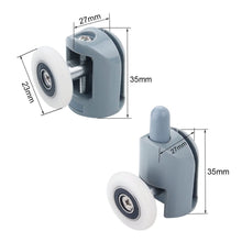 Carica l'immagine nel visualizzatore di Gallery, Set di 8 rulli per porta doccia, guide per porta doccia singole, ruote, puleggia, guide diametro 23 mm, parti di ricambi