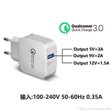 Carica l'immagine nel visualizzatore di Gallery, Caricatore USB da Muro 5V-3.0A - 9V-2A - 12V-1,6A Universale Quick Charge 3.0 Veloce Caricabatterie Alimentatore Presa P