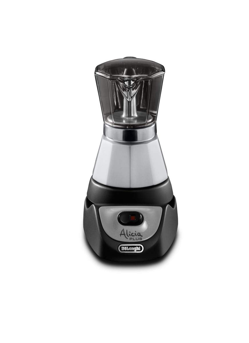 De'Longhi Alicia PLUS EMKM4.B Caffettiera Moka Elettrica 2-4 Tazze, 450 W, Nero/Argento