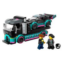 Carica l&#39;immagine nel visualizzatore di Gallery, LEGO City Auto da Corsa e Trasportatore, Macchina e Camion Giocattolo per Bambini e Bambine da 6 Anni, Veicolo da Costruire con Rampa Funzionante, Minifigure del Pilota e del Camionista 60406
