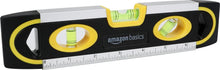 Carica l'immagine nel visualizzatore di Gallery, Amazon Basics livella torpedo magnetica e righello da 22.8 cm, a piombo/livella/bolla a 180, 90, 45 gradi, Nero, Giallo