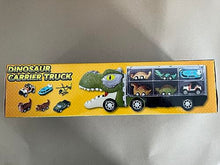 Carica l'immagine nel visualizzatore di Gallery, JOYIN 13 Pcs Dinosaur Toy Car Transporter for Kids, con 12 veicoli dinosauro retrattili, 1 camion trasporto dinosauri giocattolo con musica, suoni, luci, 1 elicottero