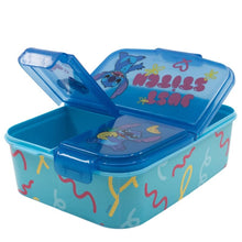 Carica l&#39;immagine nel visualizzatore di Gallery, ILS I LOVE SHOPPING Porta Merenda Scuola con 3 scomparti Portamerenda in Plastica Bambini Pranzo Launch Box - BPA Free (Stitch)