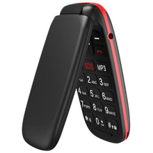 Carica l'immagine nel visualizzatore di Gallery, GSM Telefono Cellulare per Anziani, Telefono Cellulare a Conchiglia con Tasti Grandi Funzione SOS, Cellulare per Anziani Facile da Usare - Nero