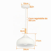 Carica l'immagine nel visualizzatore di Gallery, iDEGU Lampadario a Sospensione Retrò 24cm Lampada a Soffitto in Legna Metallo Moderna LED Lampada a Sospensione Stile Sc