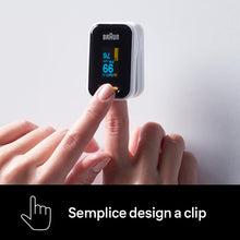 Carica l'immagine nel visualizzatore di Gallery, Braun Pulsossimetro 1 , Monitor accurato per ossigeno nel sangue da dito, Clinicamente validato , Per chi soffre di BPCO, polmonite e apnea notturna , Ottimo per gli atleti, YK-81CEU