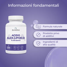Carica l'immagine nel visualizzatore di Gallery, Bandini® Acido Alfa Lipoico 650 mg, 120 Capsule vegane ad Alto Dosaggio