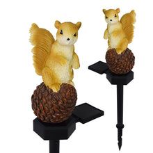 Carica l'immagine nel visualizzatore di Gallery, Energia solare Pinecone scoiattolo luce, decorazione giardino resina carino animale lampada di terra, tramonto senza fil