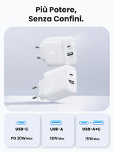 Carica l'immagine nel visualizzatore di Gallery, UGREEN Zapix 20W Caricatore USB C GaN 2Pack Caricabatteria Ricarica Rapida