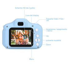 Carica l'immagine nel visualizzatore di Gallery, Faburo Macchina Fotografica Bambini con Scheda SD 32 GB, Fotocamera Bambini Portatile, Ricaricabile Fotocamera Digital Bambini, Videocamera Regalo di Compleanno/Natale per Bambini(Blu)