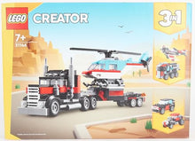 Carica l&#39;immagine nel visualizzatore di Gallery, LEGO Creator 3 in 1 Autocarro con Elicottero, Giochi per Bambini e Bambine da 7 Anni, Camion Giocattolo Ricostruibile in Aereo e Cisterna o in Auto da Corsa e SUV, Idea Regalo di Compleanno 31146