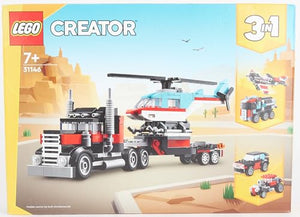 LEGO Creator 3 in 1 Autocarro con Elicottero, Giochi per Bambini e Bambine da 7 Anni, Camion Giocattolo Ricostruibile in Aereo e Cisterna o in Auto da Corsa e SUV, Idea Regalo di Compleanno 31146