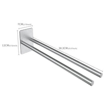 Carica l'immagine nel visualizzatore di Gallery, Gsocel Portasciugamani a Due Bracci in Acciaio Inox 304 Autoadesivo Porta Asciugamani Doppio Senza Foratura Portasalviette da Parete per Bagno e Cucina Argento 38CM