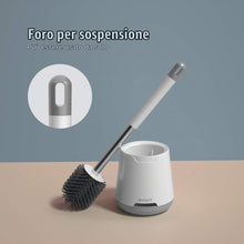 Carica l'immagine nel visualizzatore di Gallery, Ibergrif Scopino Bagno WC Silicone con Supporto, Scopettino WC, Bianco