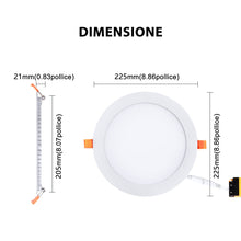Carica l'immagine nel visualizzatore di Gallery, LVWIT Pannello LED Rotondo da Soffitto, 25W equivalente a 200W, Faretti LED da Incasso per Cartongesso, Faretto LED Soff