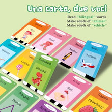 Carica l'immagine nel visualizzatore di Gallery, Xtaco flashcards bambini italiano e inglese, amico vocabolo gioco italiano,giochi montessori 2 anni, educativi prescolari Lingua Imparare a parlare Colori Numero Animali -224 Parole Verde