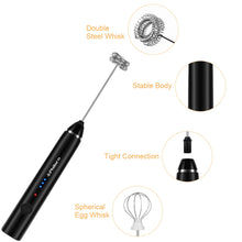 Carica l'immagine nel visualizzatore di Gallery, Philorn Montalatte Elettrico Frullino Montalatte Portatile a Doppia Frusta, Milk Frother Ricaricabile Usb a 3 Velocità, Montalatte Manuale Per Latte/Cappuccino/Caffè/Montalatte