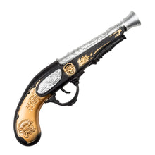 Carica l'immagine nel visualizzatore di Gallery, Boland 00694 - Pistola pirata, ca. 28 cm, plastica, oro-argento-nero, effetto storico, carnevale, Halloween, festa a tem
